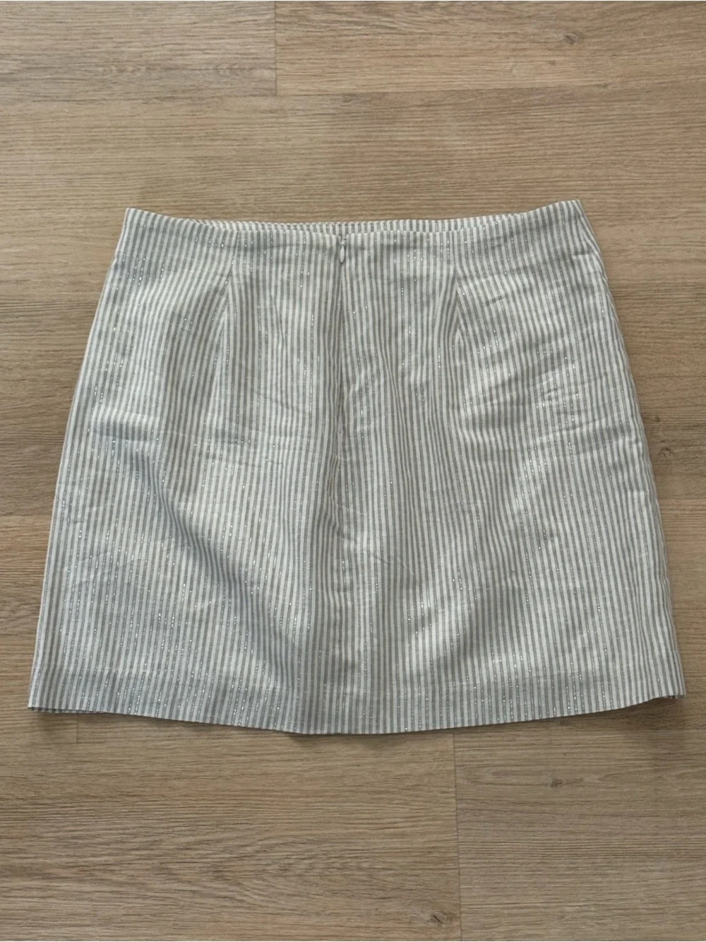 Striped Linen-Blend Patch-Pocket Mini A-Line Skirt